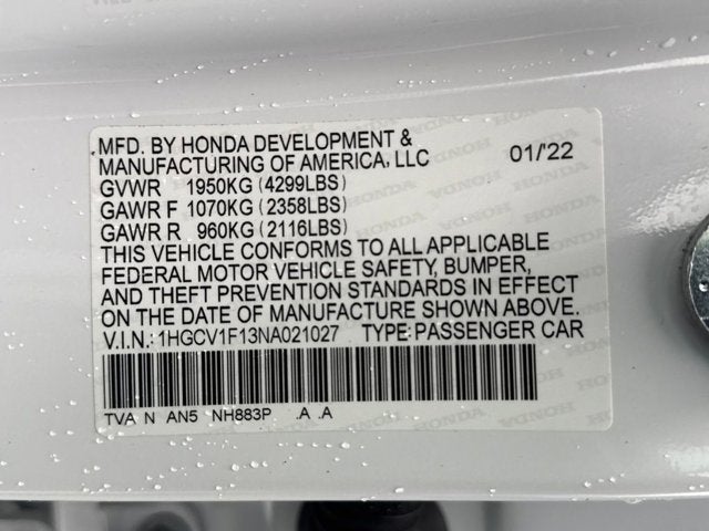 2022 Honda Accord Sedan LX