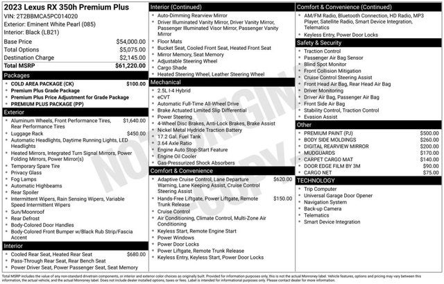 2023 Lexus RX 350h Premium