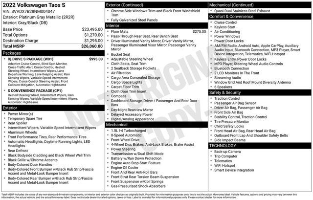 2022 Volkswagen Taos S