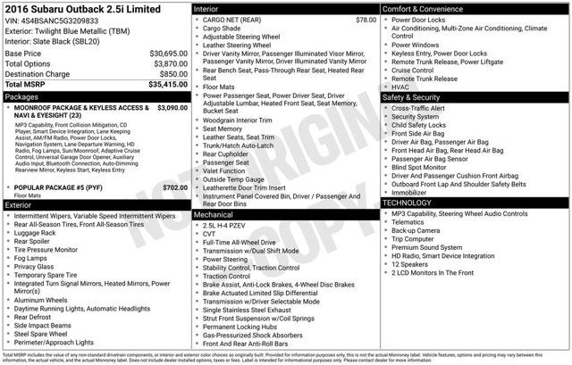 2016 Subaru Outback 2.5i Limited