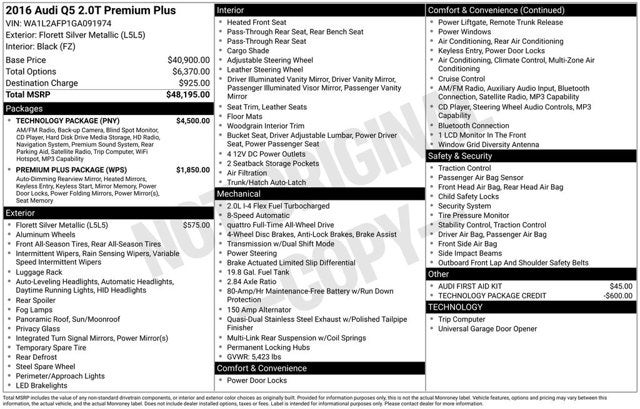 2016 Audi Q5 Premium Plus