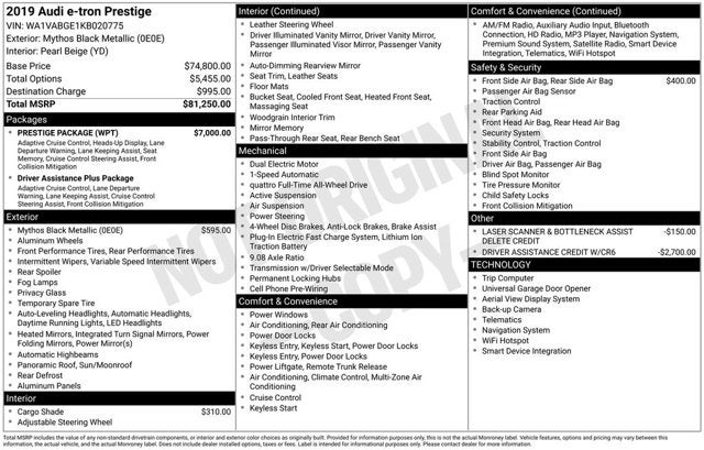 2019 Audi e-tron Prestige