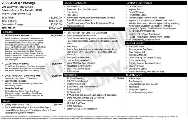 2022 Audi Q7 Prestige