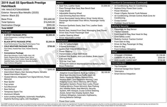 2019 Audi S5 Sportback Prestige