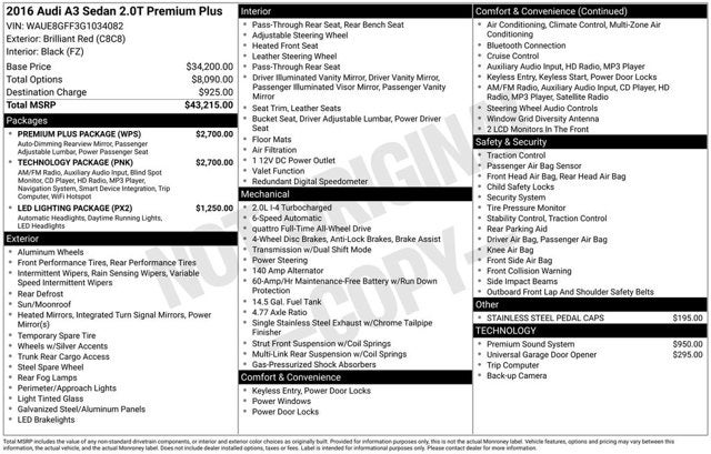 2016 Audi A3 2.0T Premium Plus