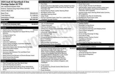 2025 Audi A5 Sportback S line Prestige