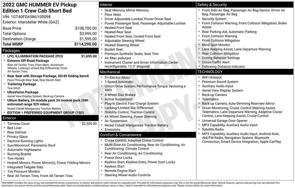 2022 GMC Hummer EV Edition 1 Pickup