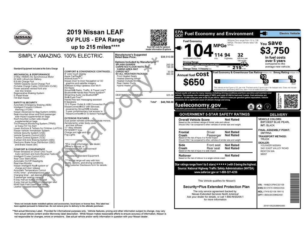 2019 Nissan Leaf SV Plus